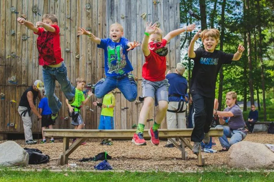 Intro Res Campers at HoneyRock Jumping