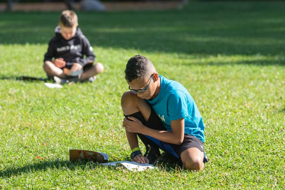 Two boys on the lawn