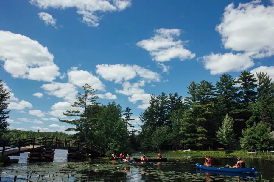 canoeing in the lagoon at honeyrock