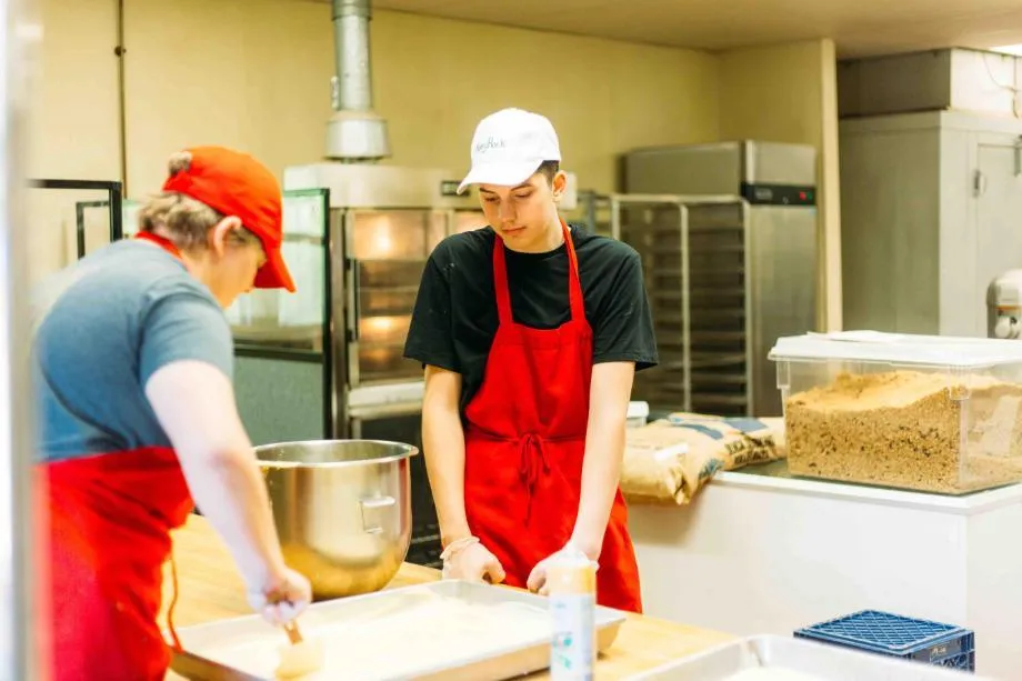 working in the honeyrock bakery