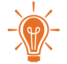 An orange icon of a lightbulb