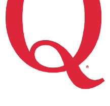 A large red letter Q