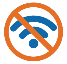 A wifi symbol crossed out