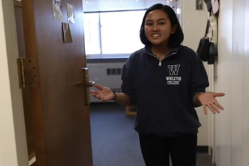 Student Giving Tour of Fischer Hall at Wheaton College IL