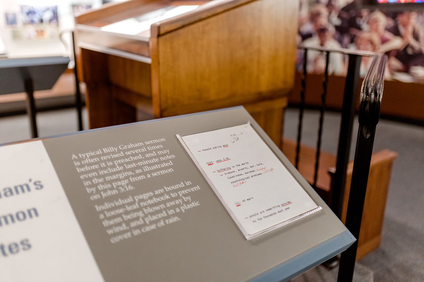 One of Billy Graham's Sermons on display in the Life and Ministry of Billy Graham Display