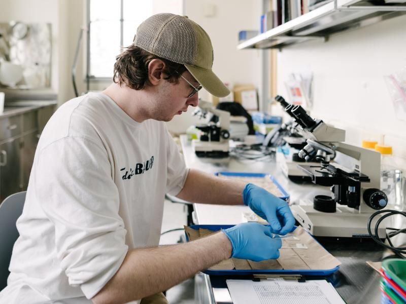 Wheaton College Biology Student in Lab
