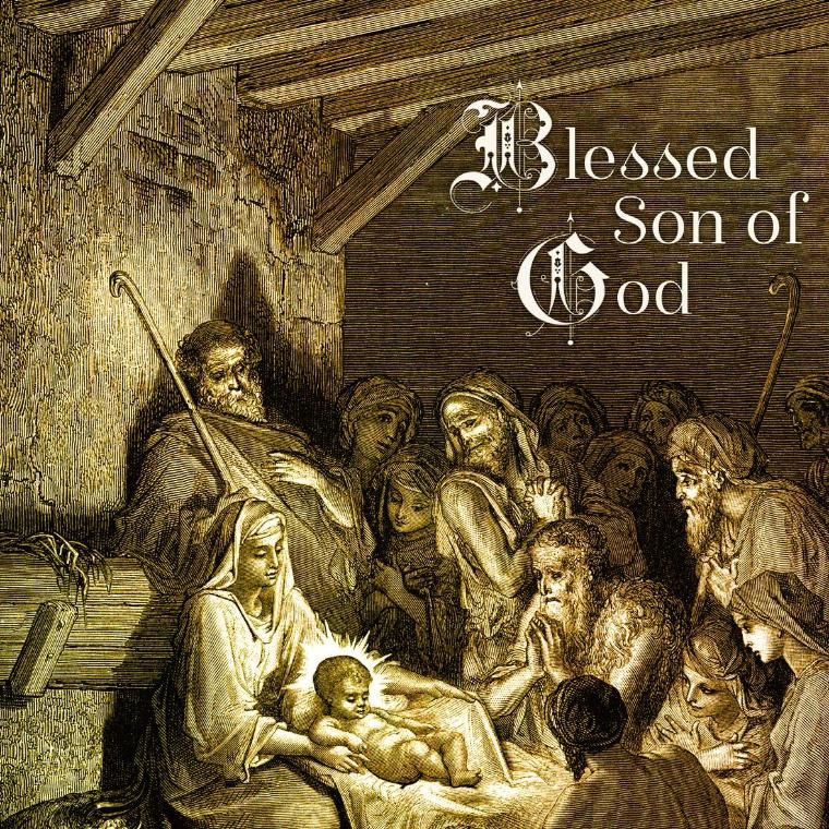 Blessed Son of God Devotional Cover Woodcut Nativity Scene
