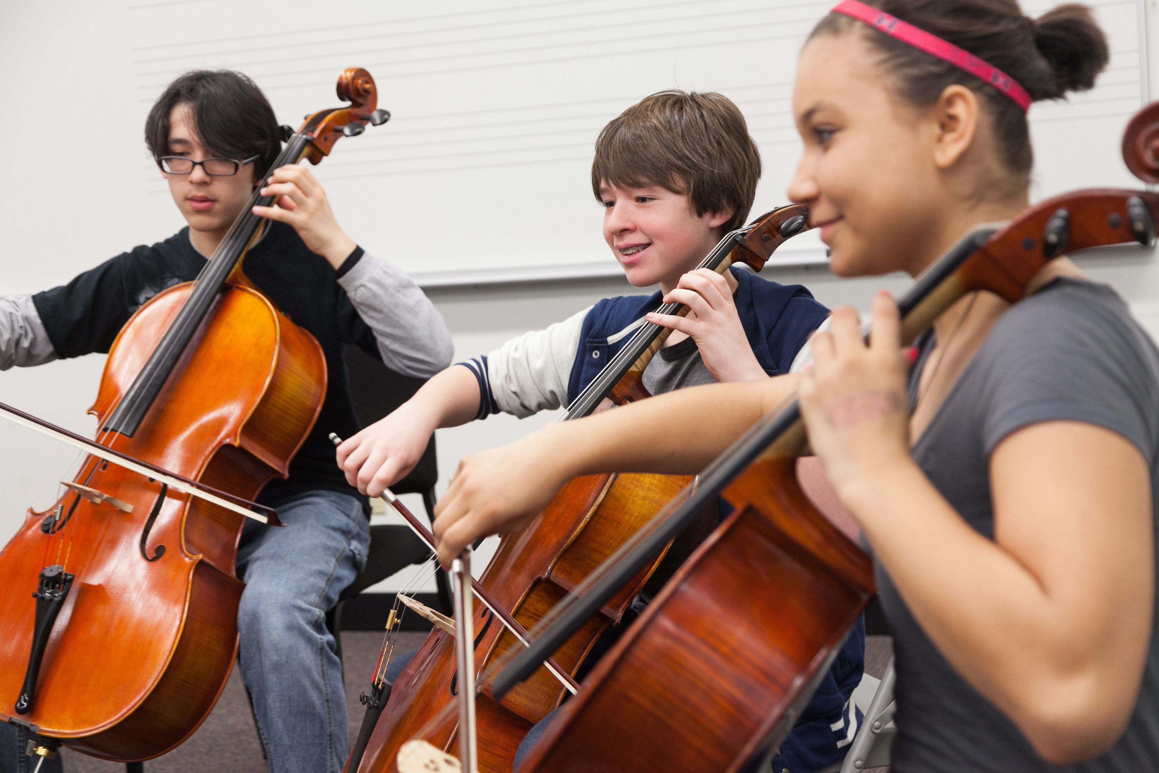 Group of students playing cello