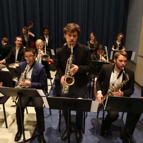 Students playing during the Jazz Ensemble