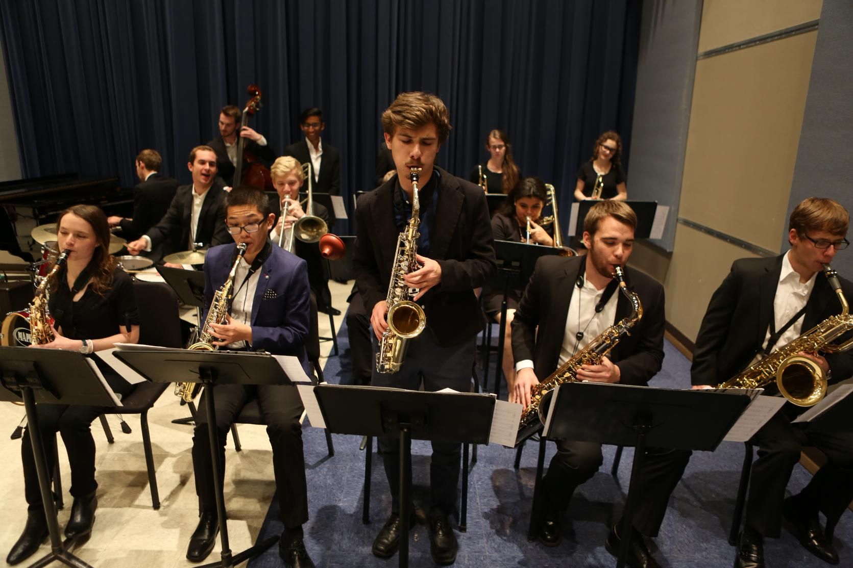 Students playing during the Jazz Ensemble
