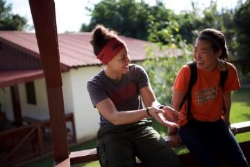graduate student talking with vanguard