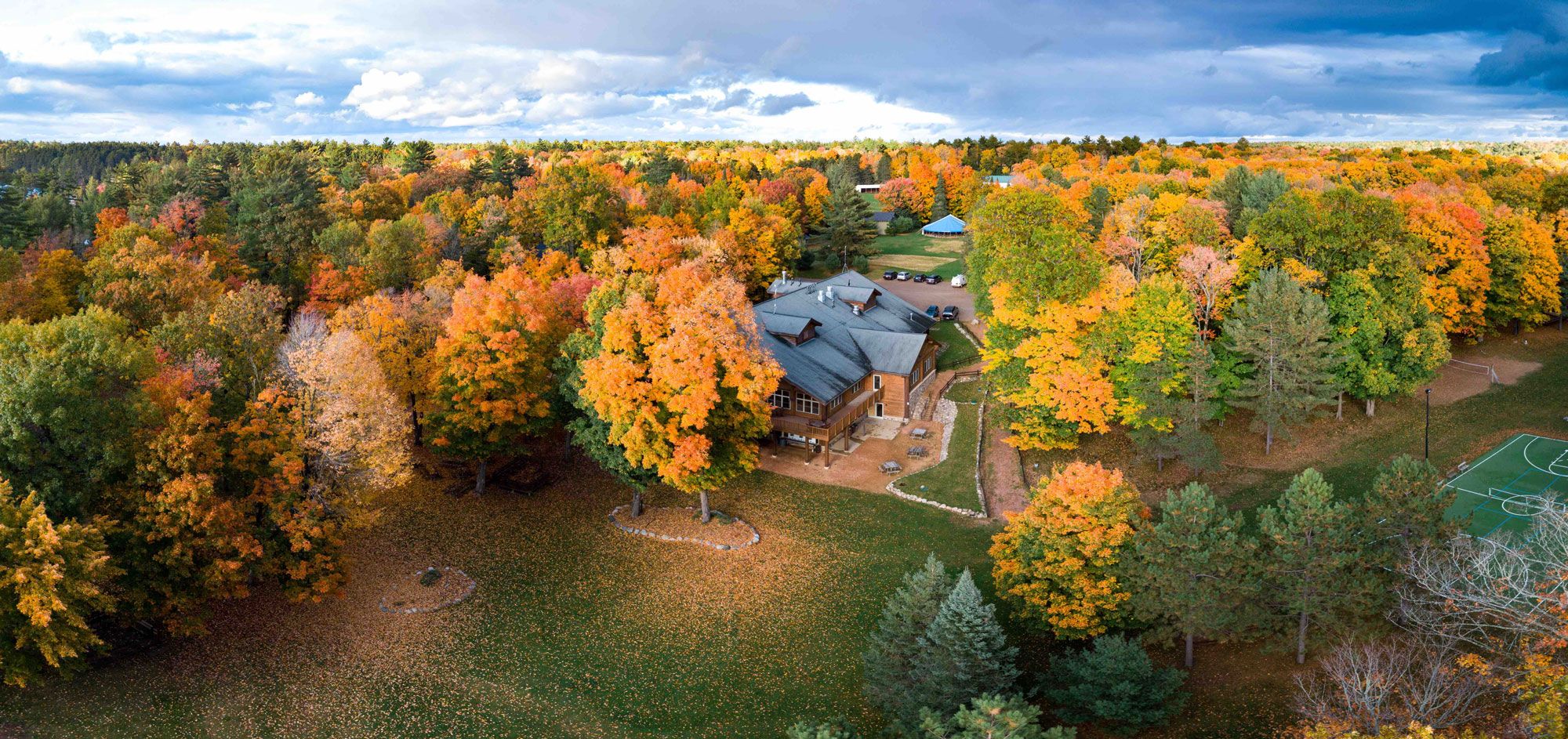 overhead photo of honeyrock in the fall