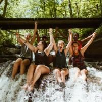 girls on wilderness trip at honeyrock