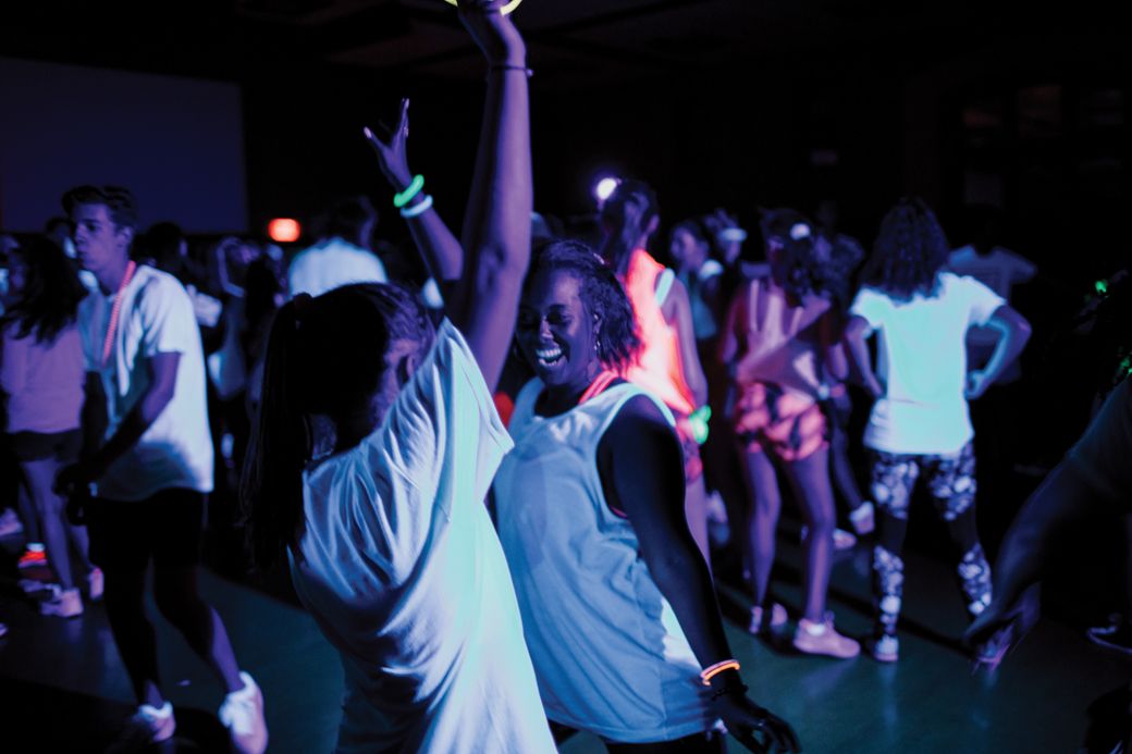 Students cut a rug at the annual Glo Dance in Coray Gym.