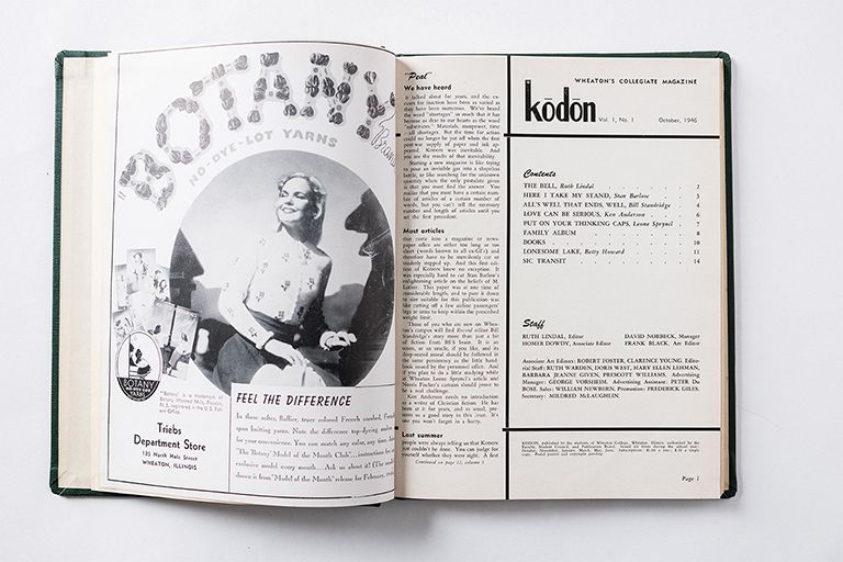 Kodon is the College’s literary journal, publishing
student artwork in a variety of written and visual
genres. When the late American fi lm director Wes
Craven ’63 was the editor-in-chief, the College
administration suspended production of Kodon
for a semester because of content that was—at the
time—deemed inappropriate, including a story
about interracial marriage.