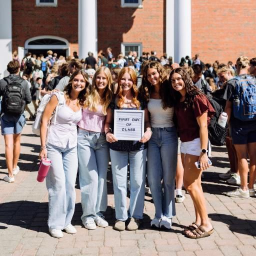 Friends reunite outside Edman Chapel on the first day of classes (photo by Alina Kovalev)