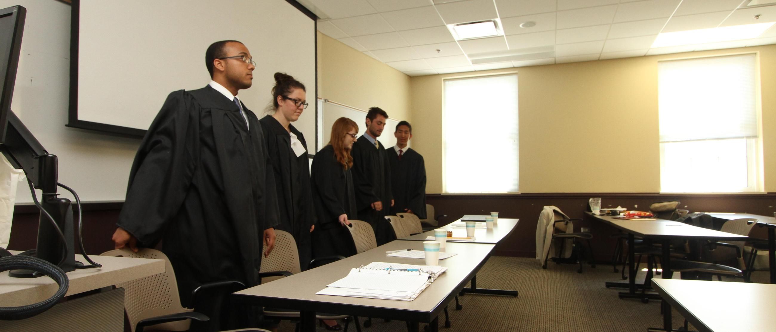 Wheaton College Students hosting a mock trial competition