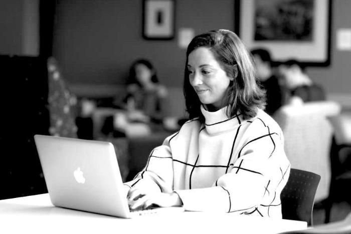 woman working on a computer