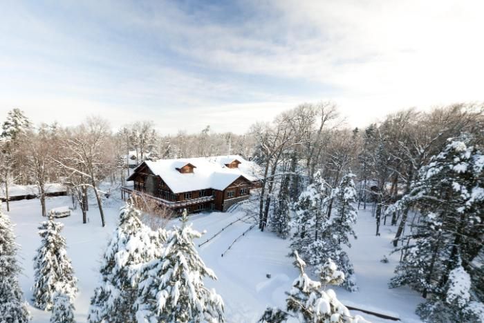 overhead view of Chrouser Center in snow