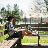 student studying at honeyrock