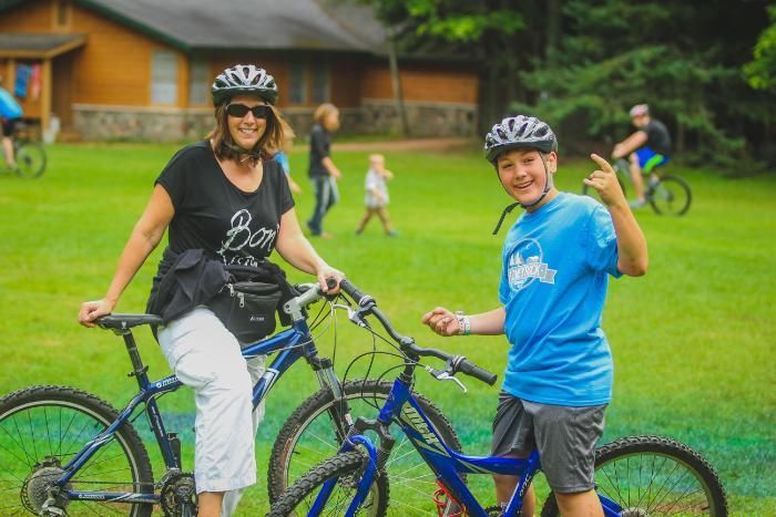 mom and son bike at honeyrock