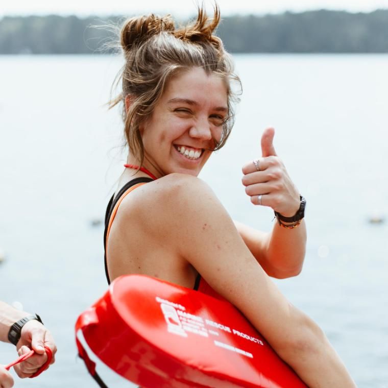 lifeguard at honeyrock giving a thumbs up