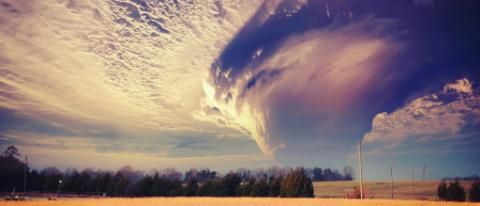 Massive Tornado in a Wheat Field 