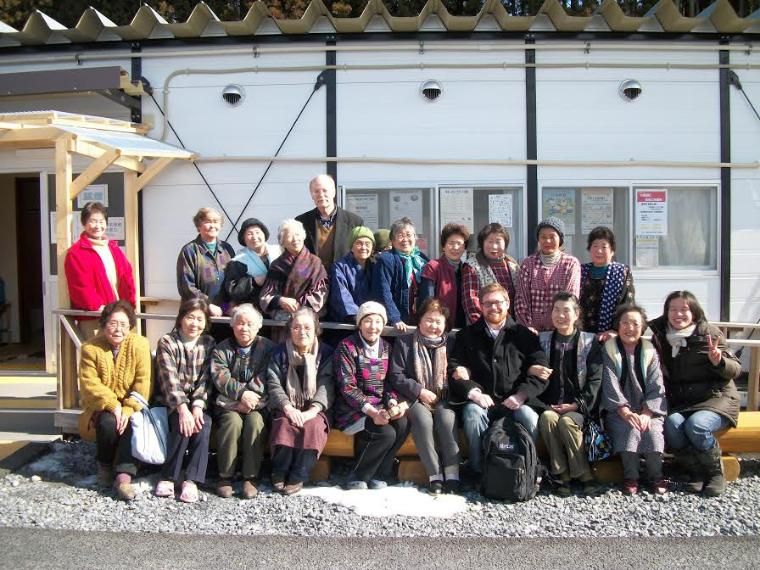 Jamie Aten with group of displaced Japanese survivors