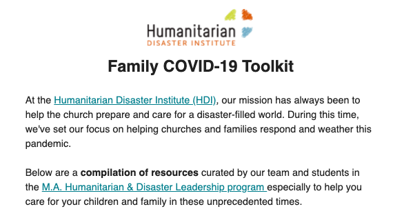 COVID-19 Family Toolkit screenshot