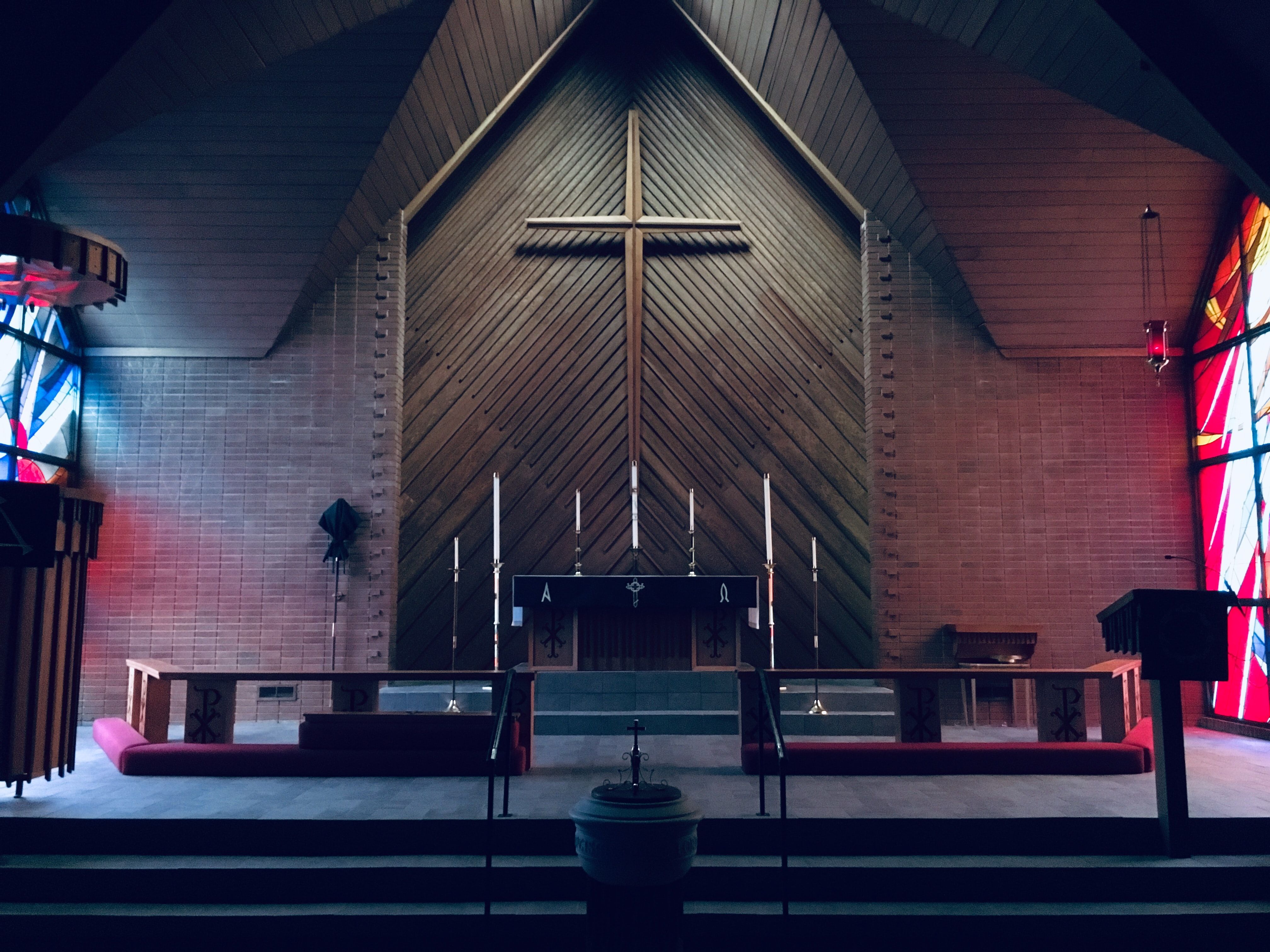 Inside empty church building