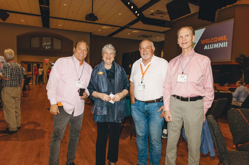 Alumni Randy Pfund ’71, Marilee Melvin ’72, Ward Rau ’73, and Kerry Pfund ’74