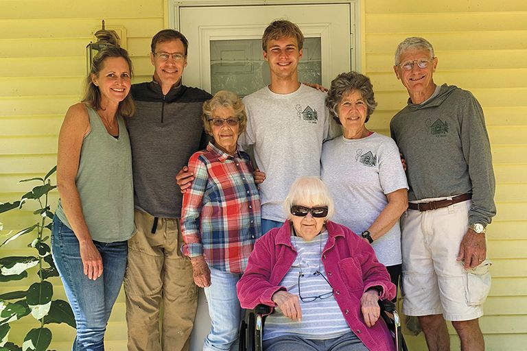 Jacob Elsen, a sixth-generation Wheaton student, pictured here with four living generations.