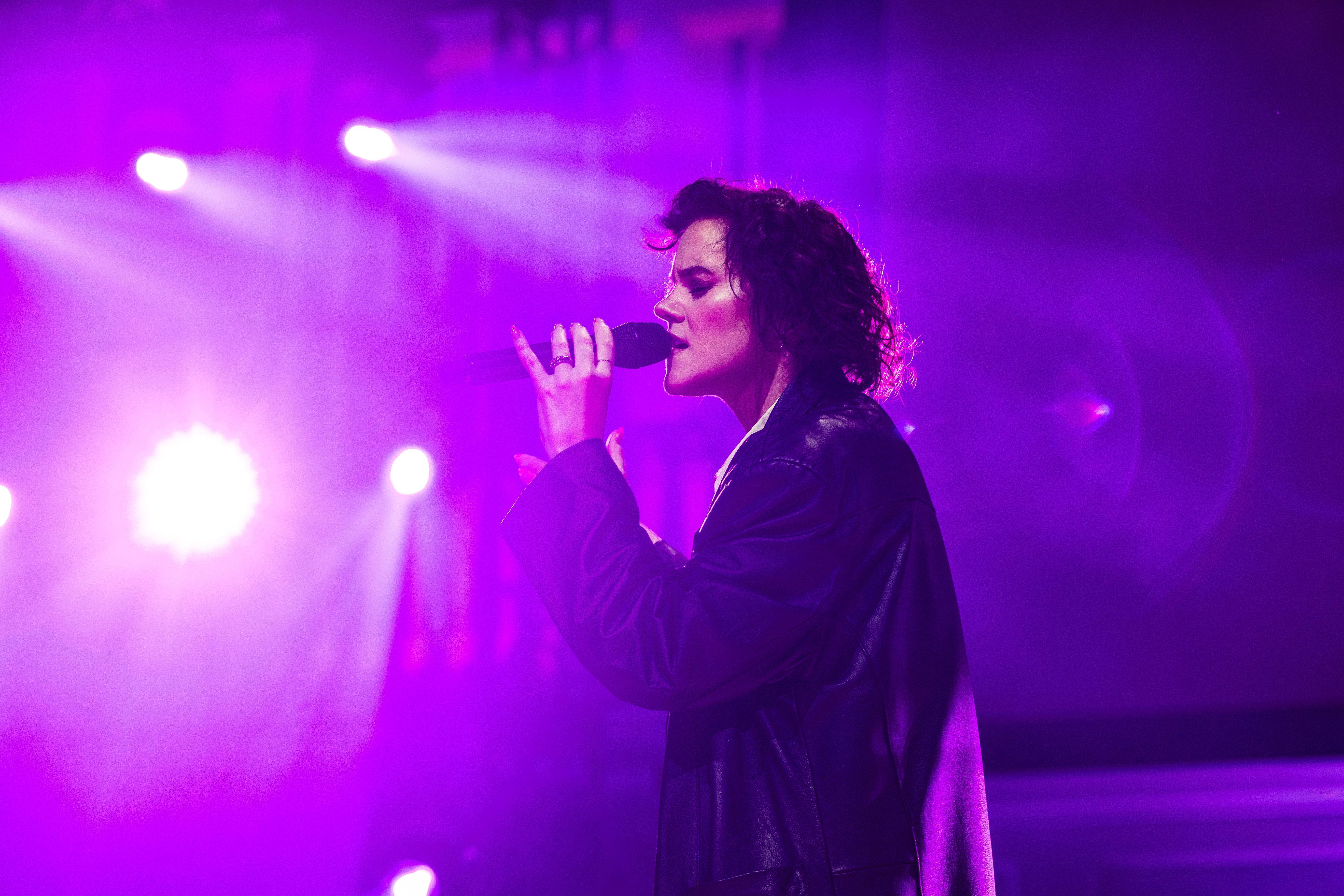 Christian music artist TAYA singing in Edman Chapel.